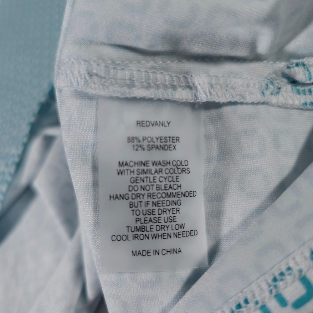REDVANLY Devine Polo Mens Medium Curacao Blue Geometric Print Stretch R2504 - Picture 6 of 7